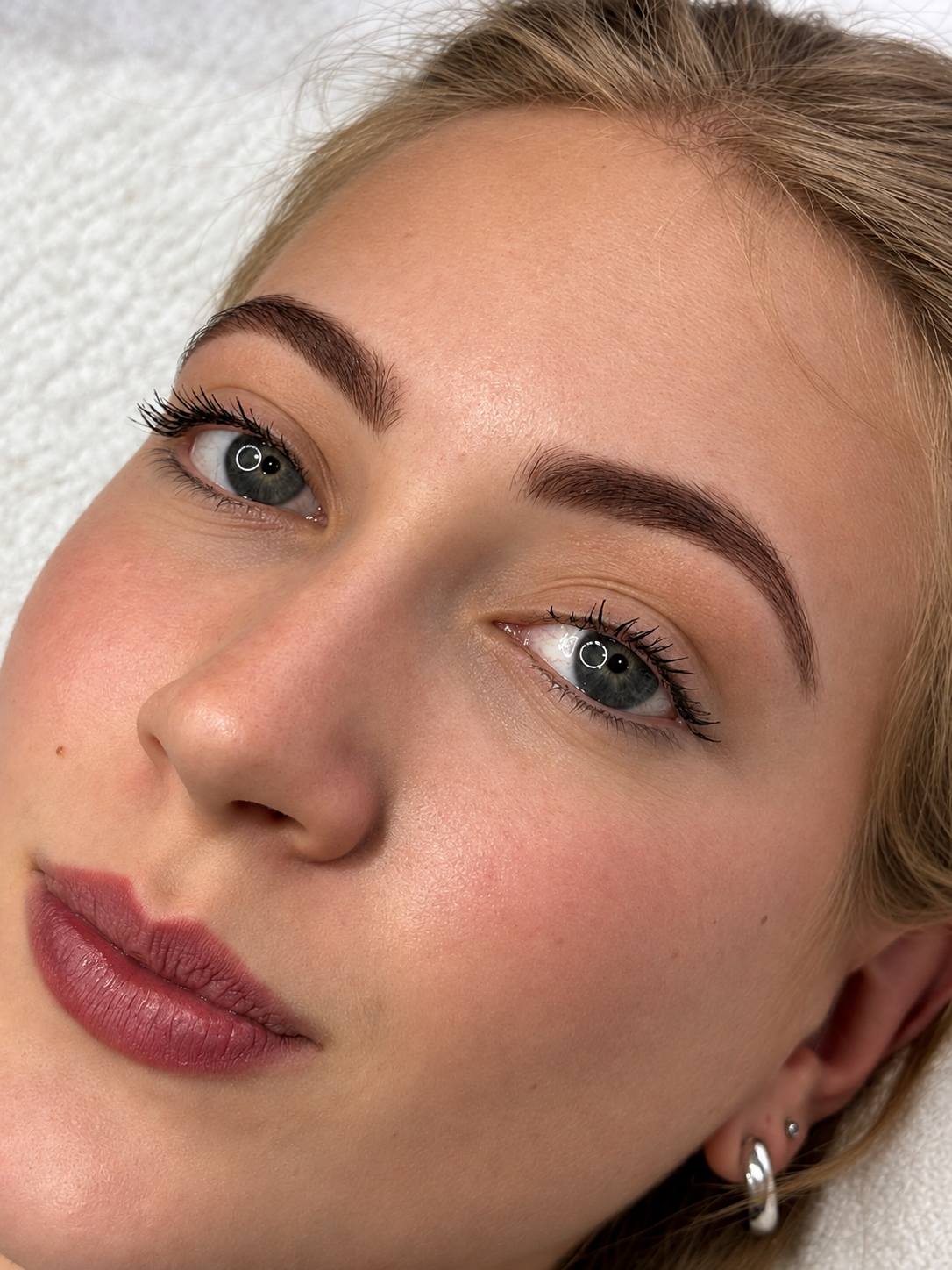 Close-Up Beauty Portrait with Silver Hoop